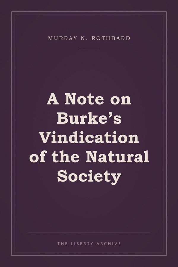 Cover of A Note on Burke's Vindication of the Natural Society