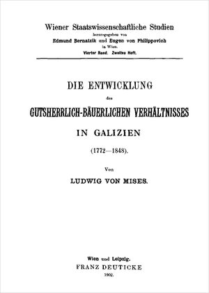 Cover of Die Entwicklung des gutsherrlich-bäuerlichen Verhältnisses in Galizien: 1772–1848;