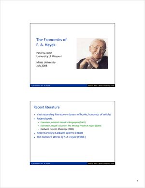 Cover of Economics of F. A. Hayek