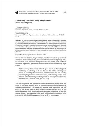 Cover of "Enterprising Education: Doing Away with the Public School System":