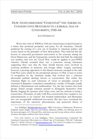 Cover of How Anticommonism "Cemented" the American Conservative Movement in a Liberal Age of Conformity, 1945–64