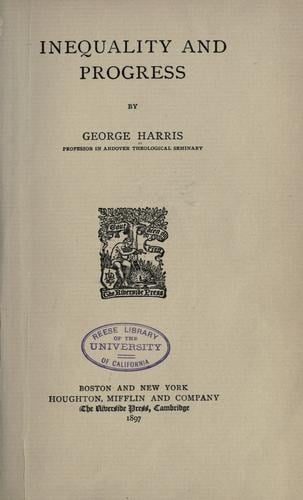 Cover of Inequality and Progress