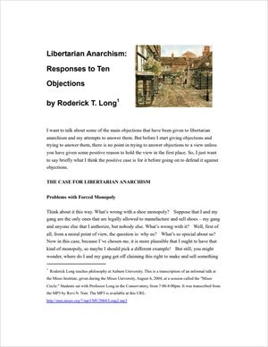 Cover of Libertarian Anarchism: Responses to Ten Objections