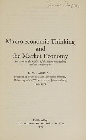 Cover of Macro-economic thinking and the Market Economy