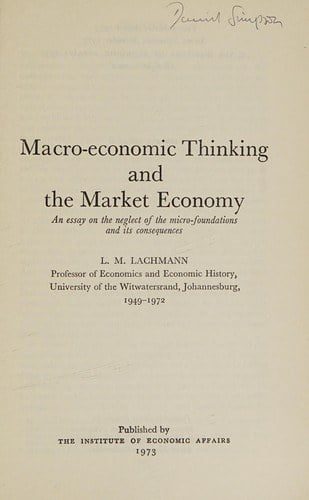 Cover of Macro-economic thinking and the Market Economy