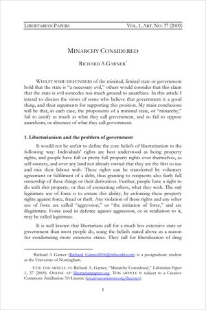 Cover of Minarchy Considered