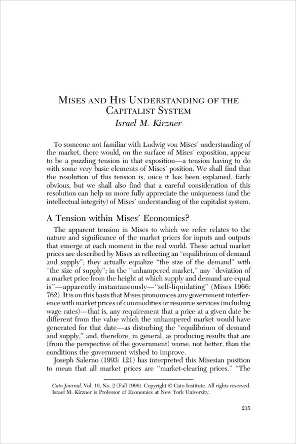Cover of "Mises and His Understanding of the Capitalist System"