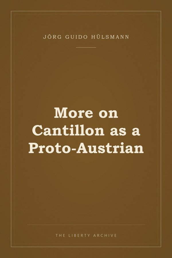 Cover of "More on Cantillon as a Proto-Austrian"