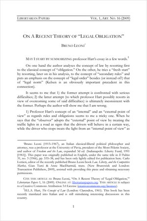 Cover of On A Recent Theory of "Legal Obligation"