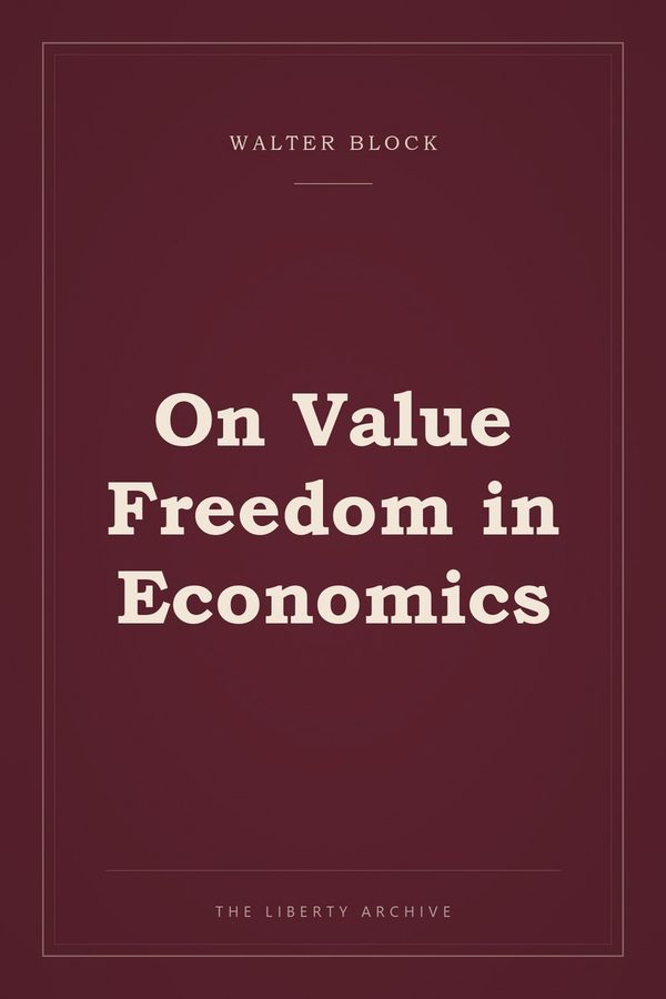 Cover of "On Value Freedom in Economics"