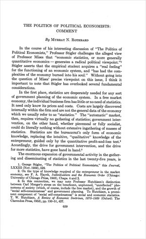 Cover of Politics of Political Economists: Comment, The
