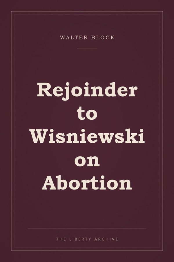 Cover of Rejoinder to Wisniewski on Abortion