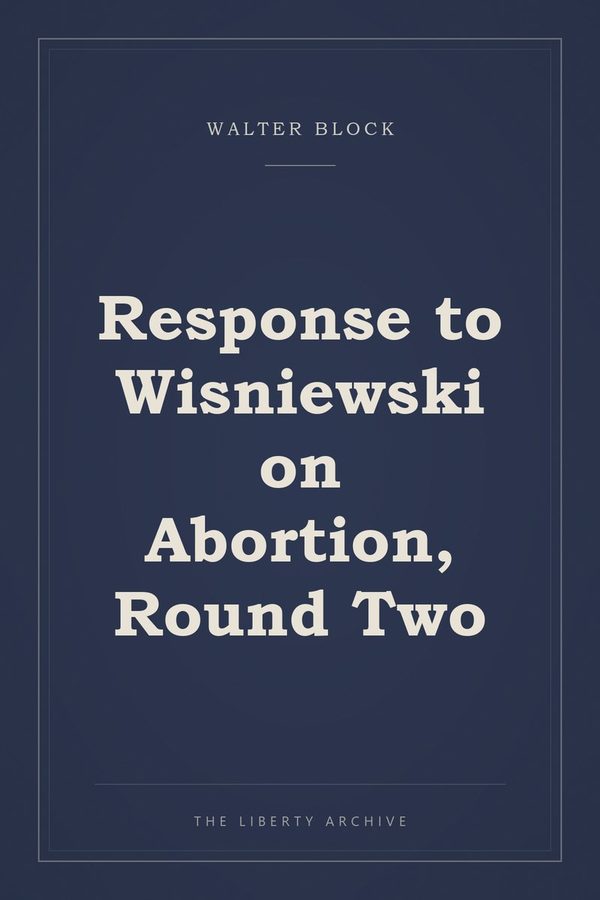 Cover of Response to Wisniewski on Abortion, Round Two
