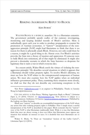 Cover of Risking Aggression: Reply to Block