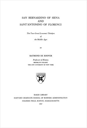 Cover of San Bernardino of Siena and Sant'Antonino of Florence: The Two Great Economic Thinkers of the Middle Ages