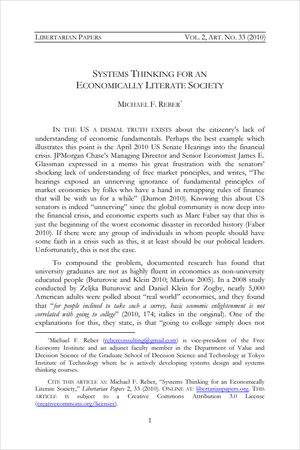 Cover of Systems Thinking for an Economically Literate Society