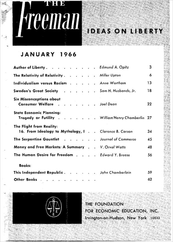 Cover of The Freeman 1966