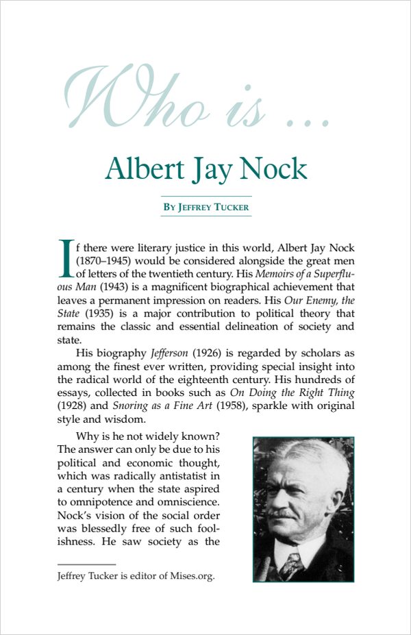 Cover of Who is Albert Jay Nock