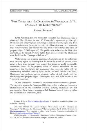 Cover of Why There Are No Dilemmas in Widerquist's "A Dilemma for Libertarians"